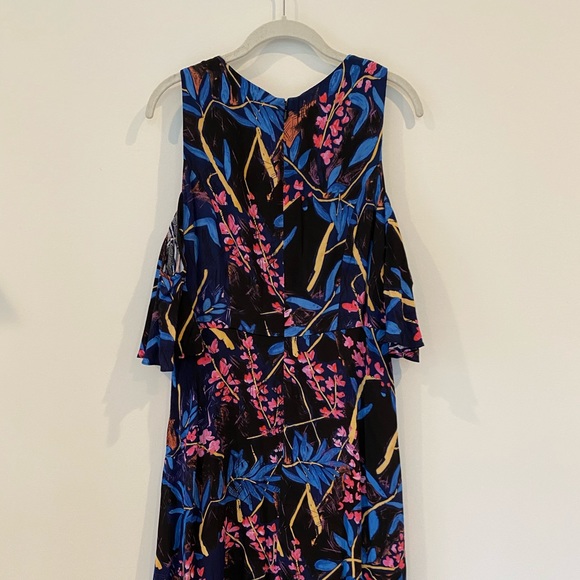 Anthropologie Blue Cold Shoulder Midi Dress - Picture 4 of 8